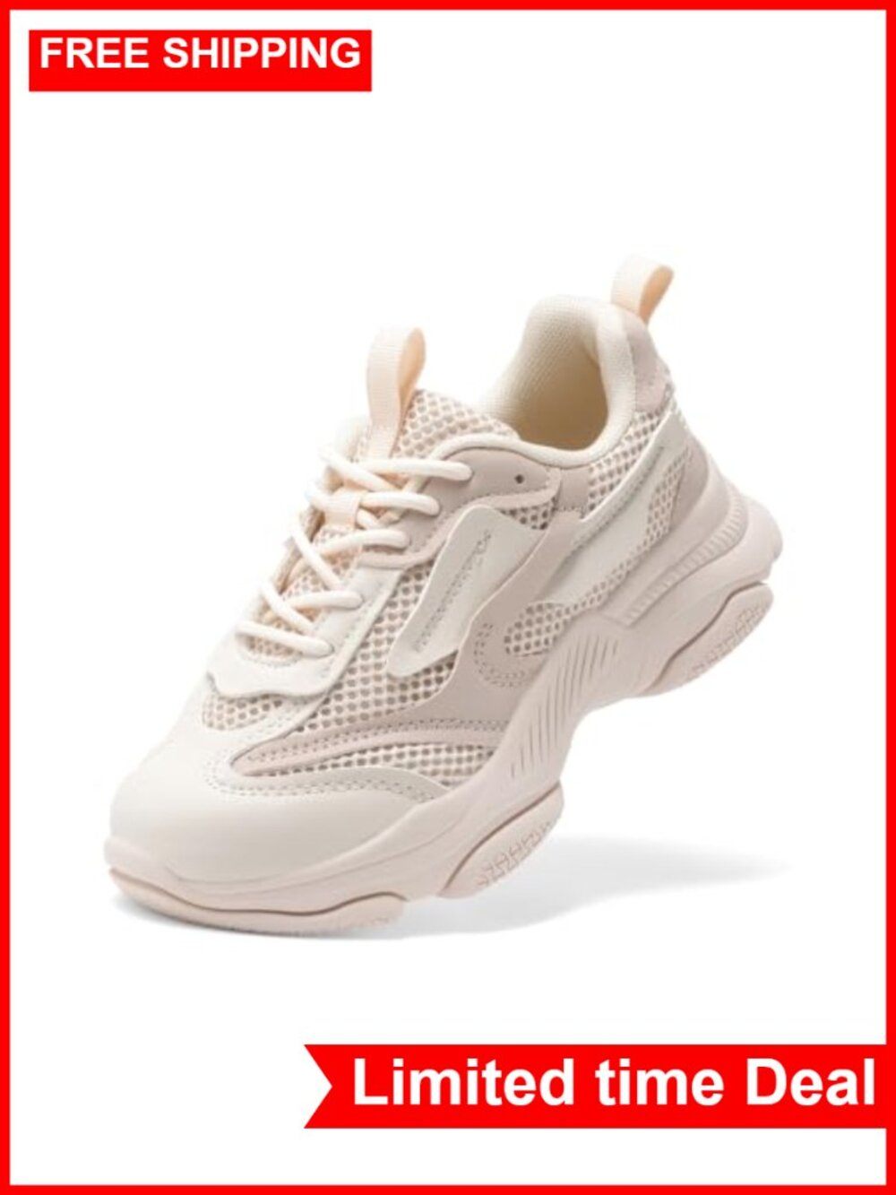 Girls Glitter Chunky Sneakers with Jelly Sole, Breathable Athletic Shoes for